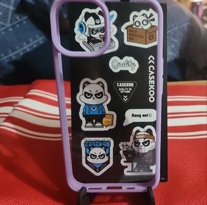 Purple Phone Case with Stickers